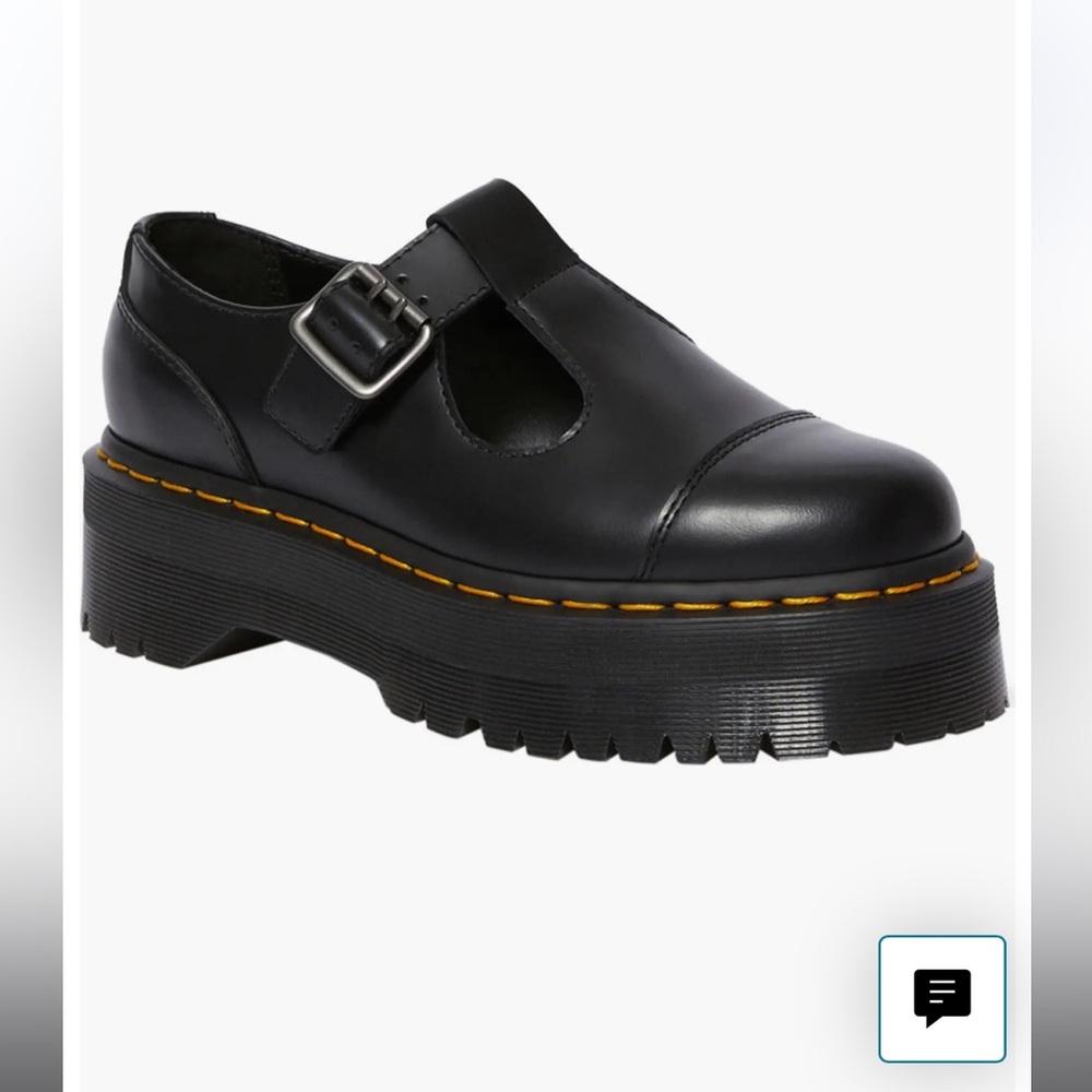 Dr. Martens Black Platform Buckle Loafers
